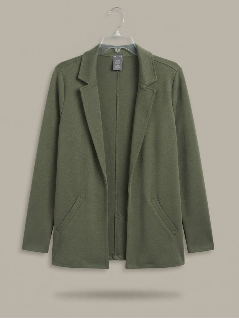 Matty M Open-Front Knit Blazer Olive Green Size M